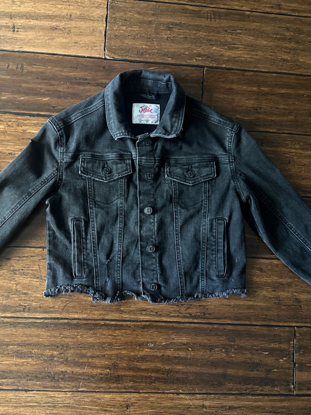 Girls Justice Black Denim crop Jacket